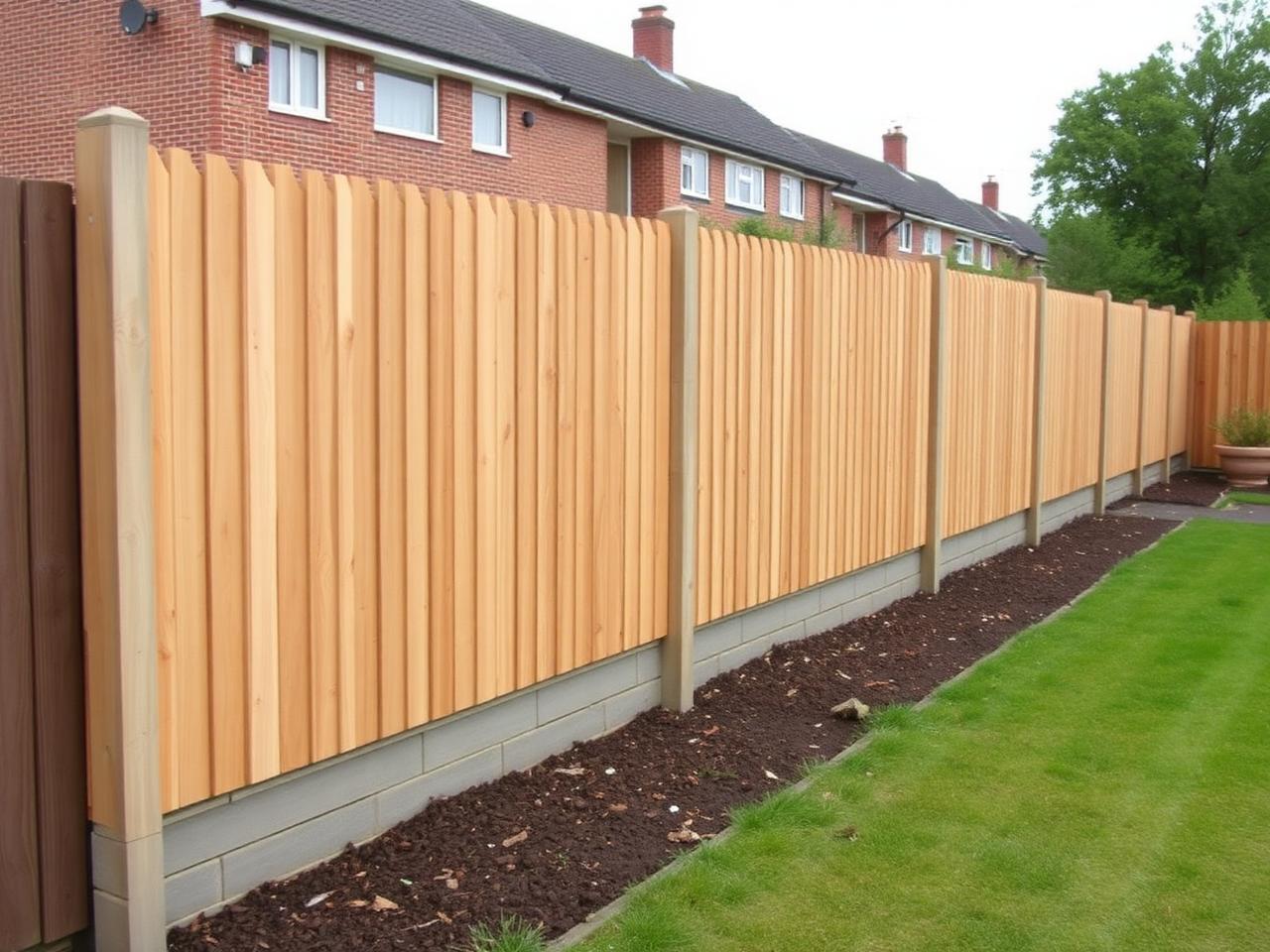 New timber garden fence installed along a boundary